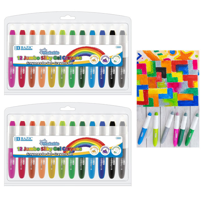 24 Pc Art Supply Jumo Silky Gel Crayons Non Toxic Coloring Washable Watercolor