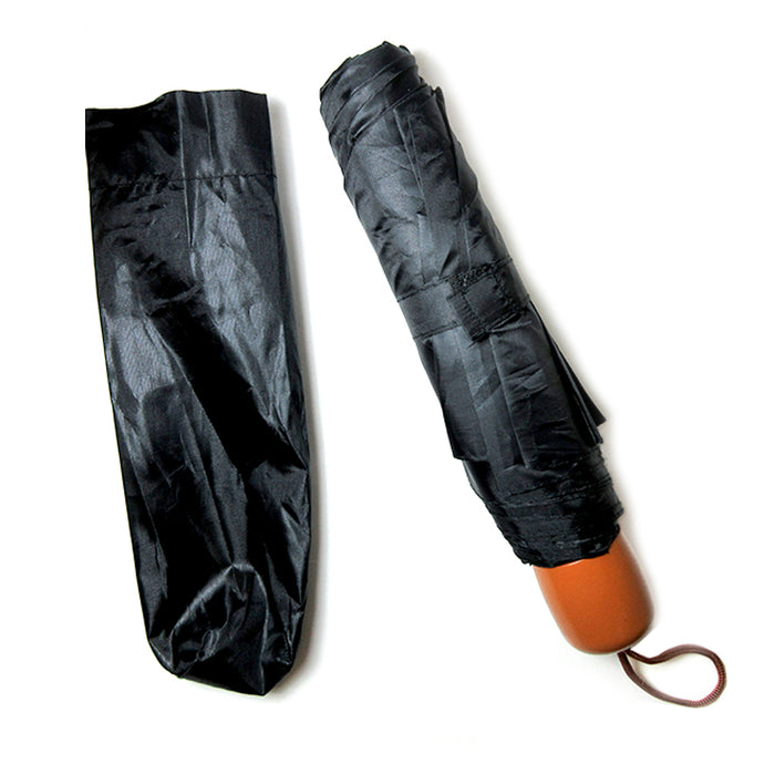 2 Folding Umbrella Mini Portable Compact Emergency Weather Travel Case Black 37"