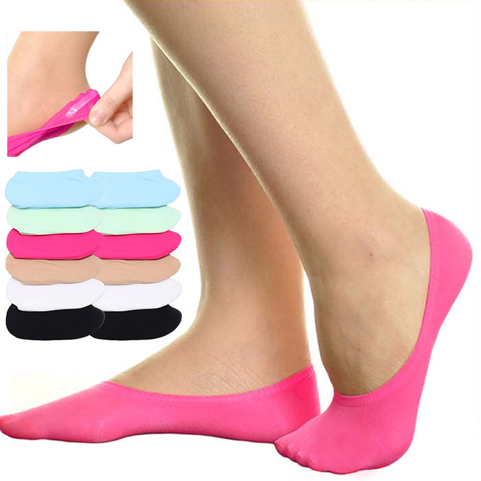 3 Pairs Women's Invisible No Show Socks Nonslip Loafer Low Cut Cotton Liner Boat