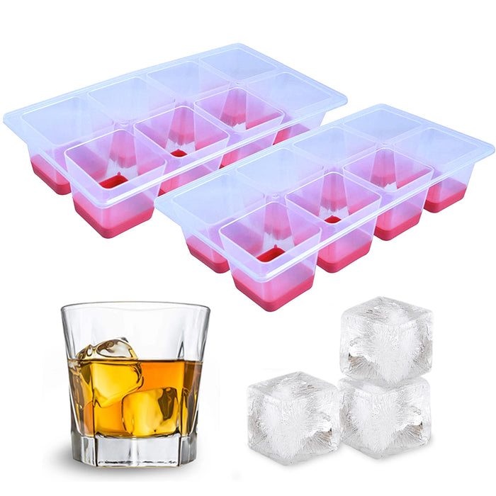 2 Jumbo Silicone Ice Cube Tray Whiskey Large Mold Red Party Bar Cocktails Drink