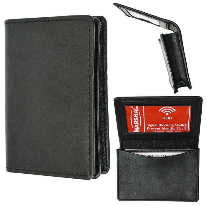 1 Genuine Leather Bifold Wallet Minimalist Men RFID Blocking Slim Holder Black