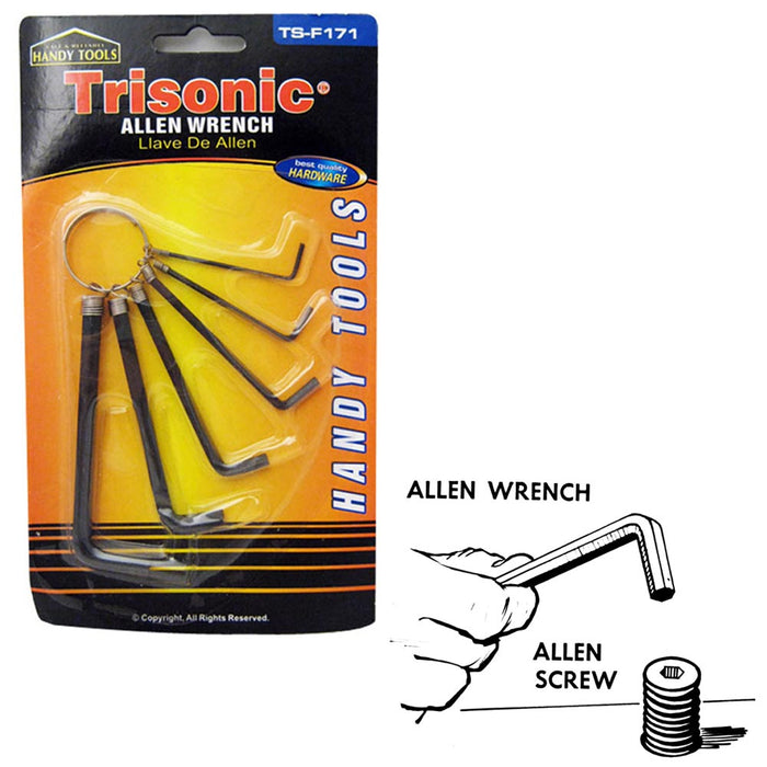 6Pc Hex Key Allen Wrench Set Mechanic Screwdriver Bike L shape Tool 1/16" - 1/4"