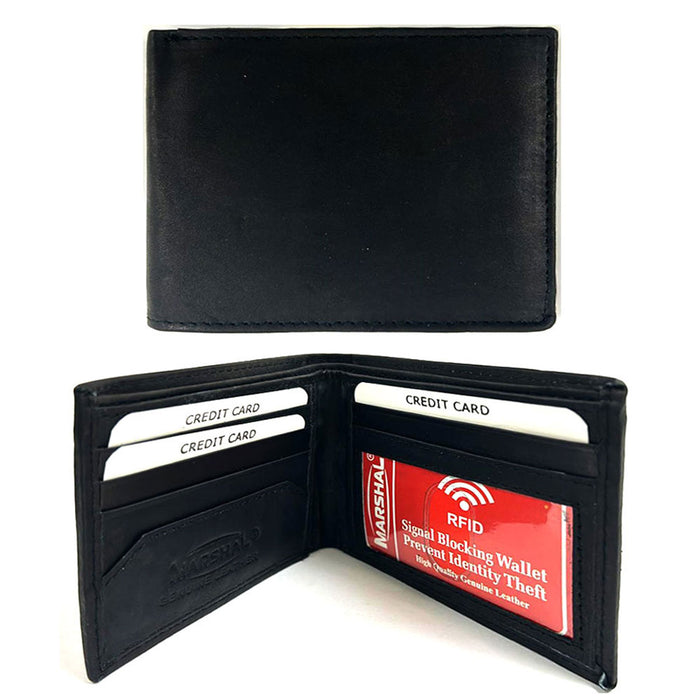 Mens Wallet Genuine Leather Bifold RFID Blocking Wallet ID Window Card Holders
