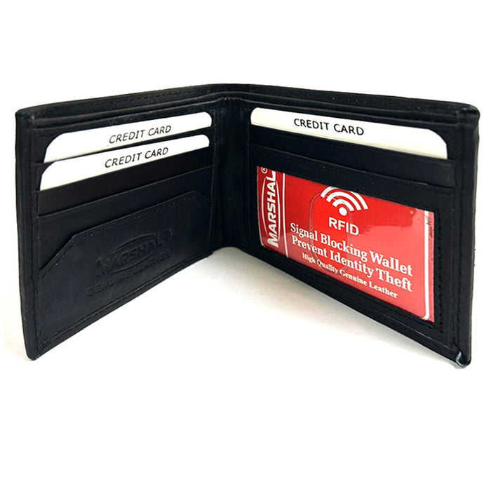 Mens Wallet Genuine Leather Bifold RFID Blocking Wallet ID Window Card Holders