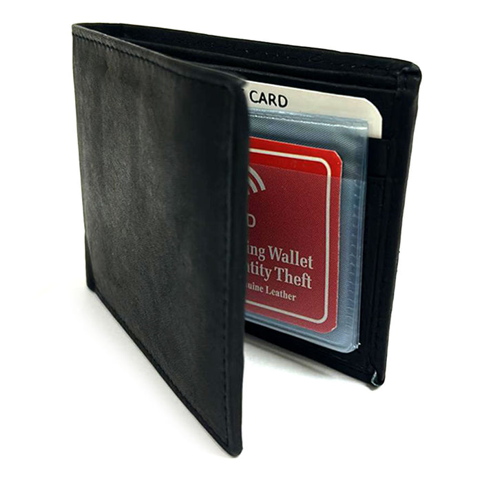 Mens Wallet Genuine Leather Bifold RFID Blocking Wallet ID Window Card Holders