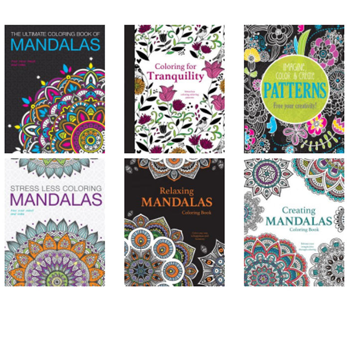 13 Pc Coloring Book Set Glitter Gel Pens Stress Relieving Mandala Drawing Adult