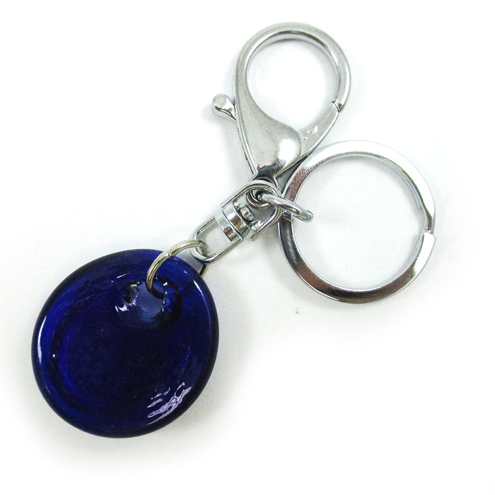 2 Blue Evil Eye Glass Keychain Ring Nazar Hamsa Good Lucky Charm Amulet Gift New