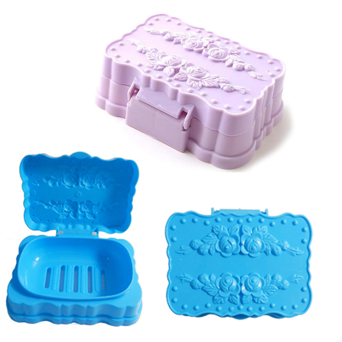 4pk Bathroom Water Draining Soap Dish Case Holder Drainer Soap Saver Storage Box