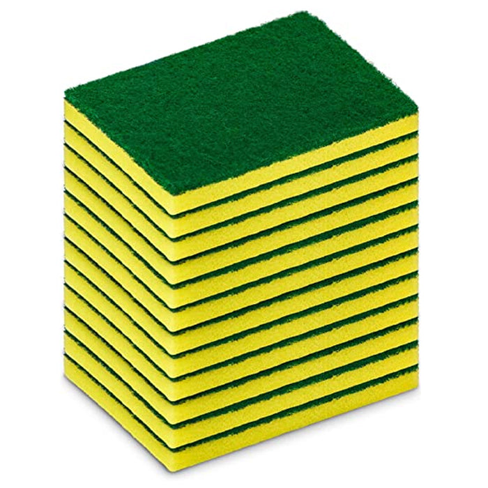 48 Lot Multi Purpose Yellow Dish Sponge Green Scrubber Scrub Scourer Wash Dishes