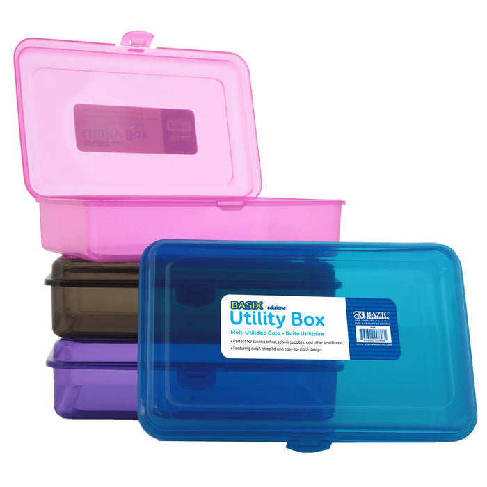 2Pk Pencil Box Lid Plastic Storage Case School Supplies Craft Makeup Accessories