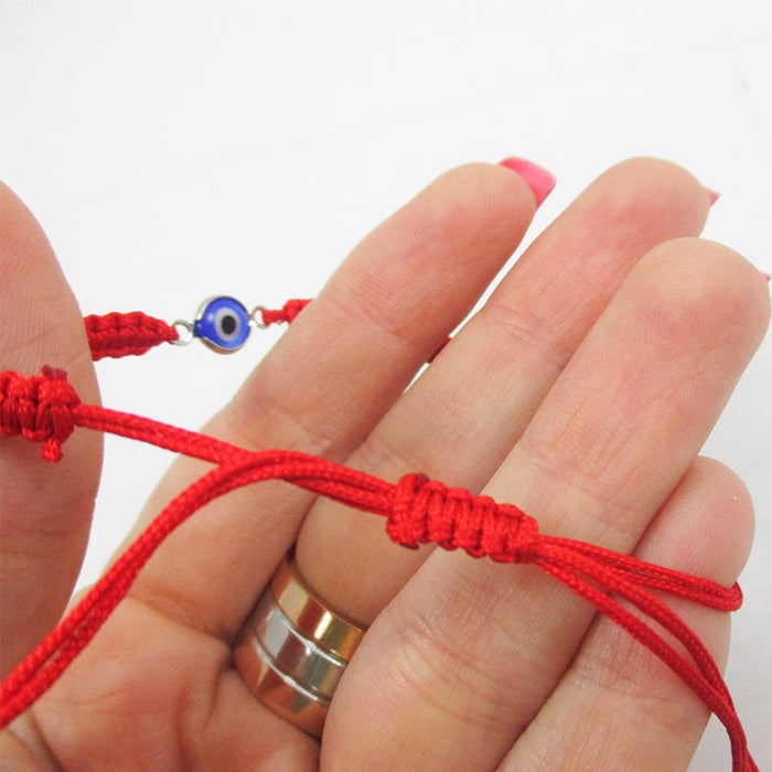 2 Evil Eye Blue Hamsa Nazar Red Macrame Hand Of God Kabbalah Bracelet Lucky Gift