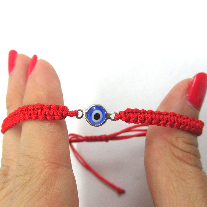 2 Evil Eye Blue Hamsa Nazar Red Macrame Hand Of God Kabbalah Bracelet Lucky Gift
