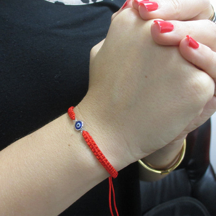 2 Evil Eye Blue Hamsa Nazar Red Macrame Hand Of God Kabbalah Bracelet Lucky Gift