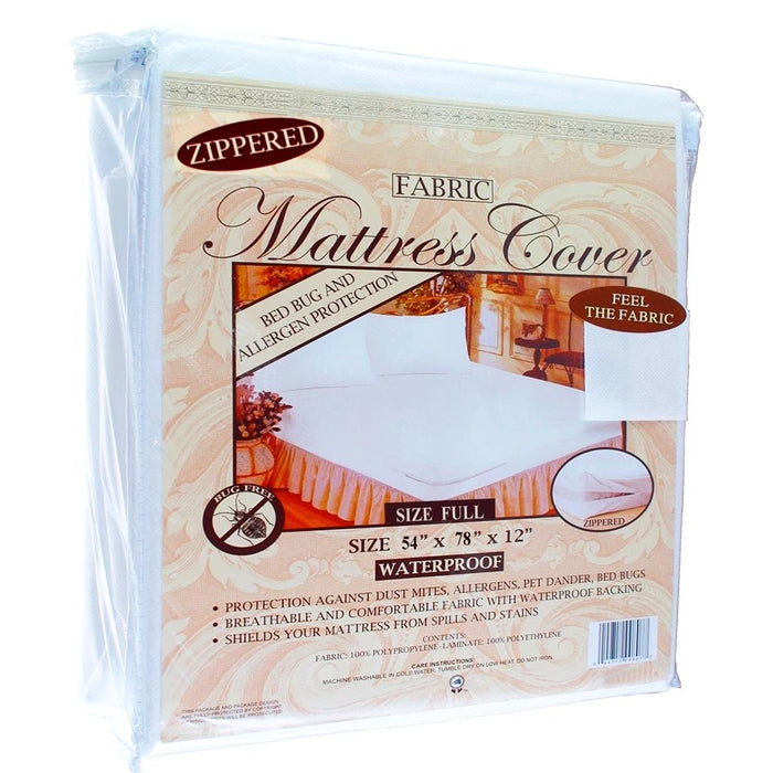 12 Full Size Fabric Zippered Mattress Cover Waterproof Bug Dust Mite Protector