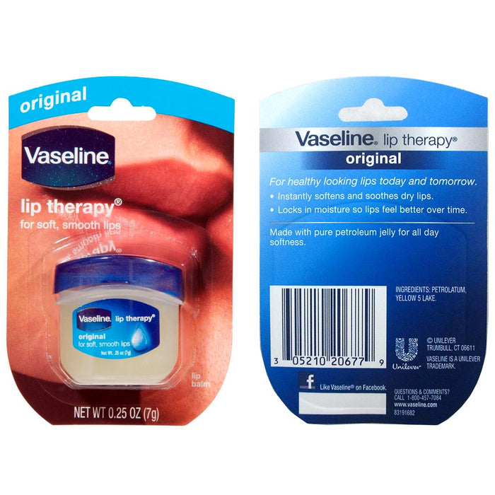 4pc Vaseline Original Therapy Lip Balm Gloss Glowing 0.25 Oz Petroleum Mini Jars