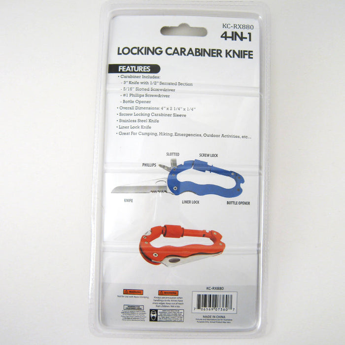 Multi Function Hiking Rock Climbing Survival Gear Screwgate Carabiner Knife New