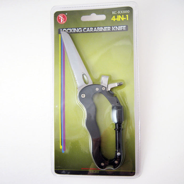 Multi Function Hiking Rock Climbing Survival Gear Screwgate Carabiner Knife New