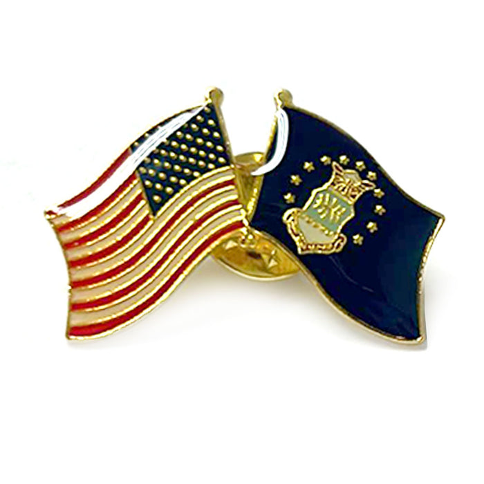 1 Air Force Flag Lapel Pin US Wings Crossed Flag Small Military Friendship Badge