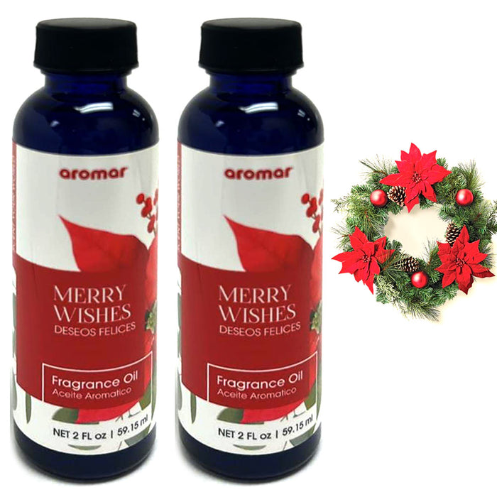 2 Aromatherapy Merry Wishes Fragrance Oil Christmas Holiday Diffuser Burner 2oz