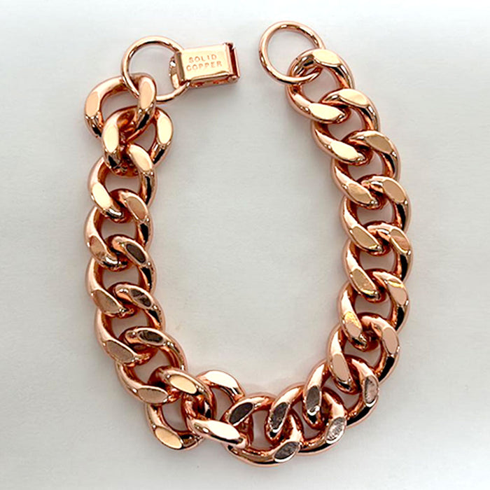 2 Pc Solid Cuban Link Bracelet Pure Copper Chunky Chain Statement Jewelry 7.5"