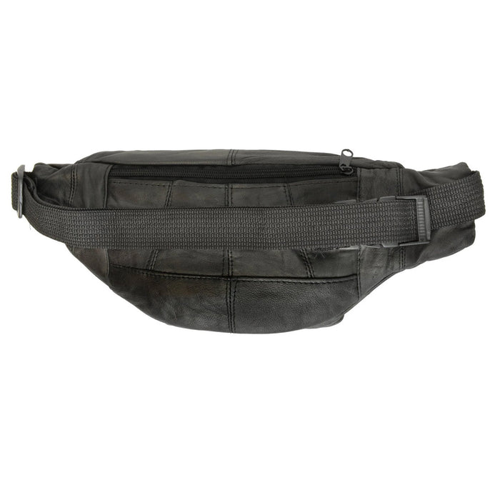 Genuine Leather Fanny Pack Black Pouch Waist Bag Slim Design Hiking Camp Travel