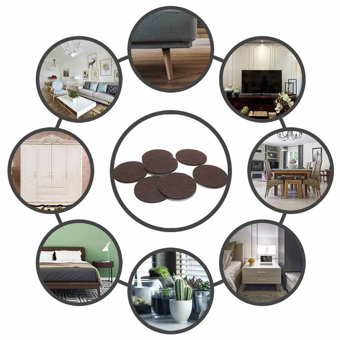 92 Pc Assorted Non Slip Felt Pads Furniture Floor Protectors Table Chair Brown