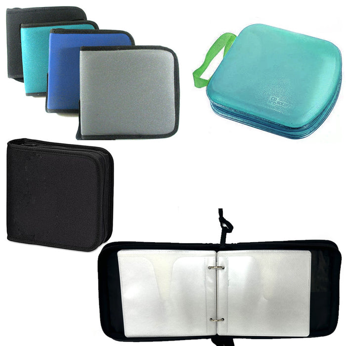 2PK CD Case 24 Capacity Hard DVD Case Portable Zipper Protective CD Case Holder