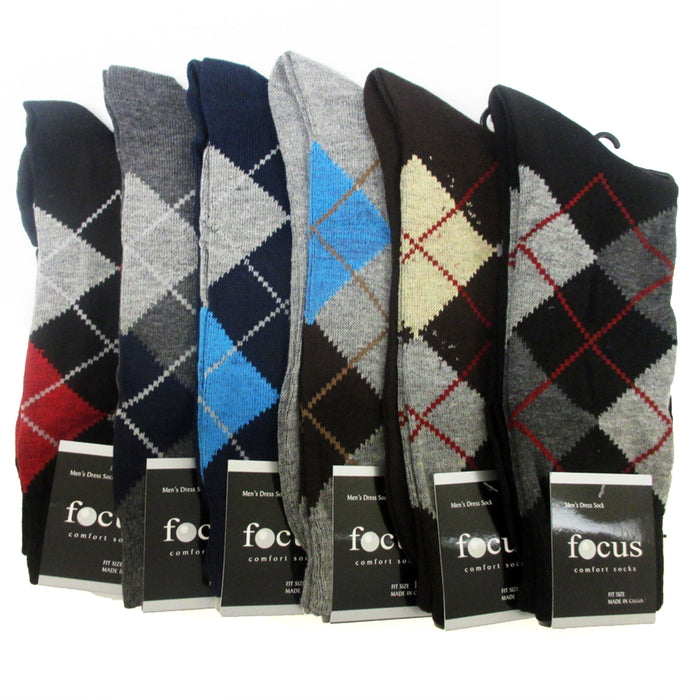 3 Pairs Men's Dress Socks Classic Argyle Diamond Fashion Multi Color Size 10-13