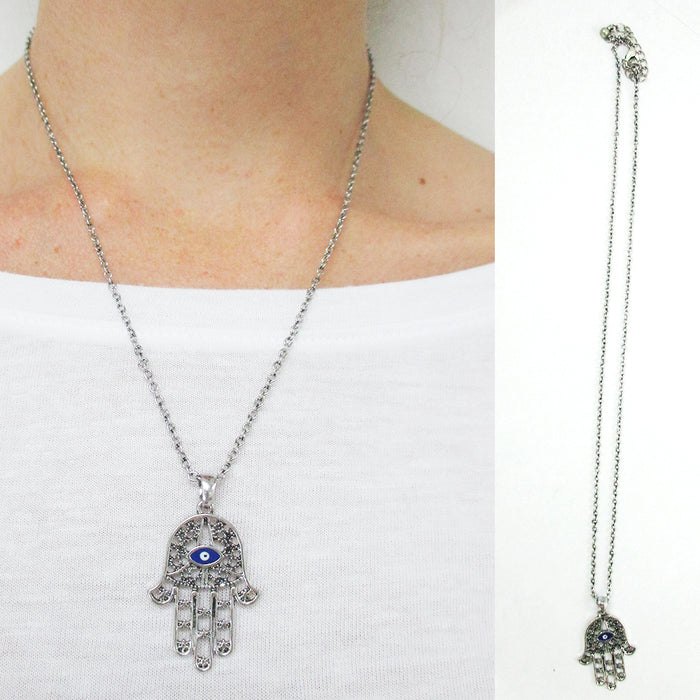 Hamsa Evil Eye Hand Charm Pendant Chain Necklace Fatima Good Luck Protection New