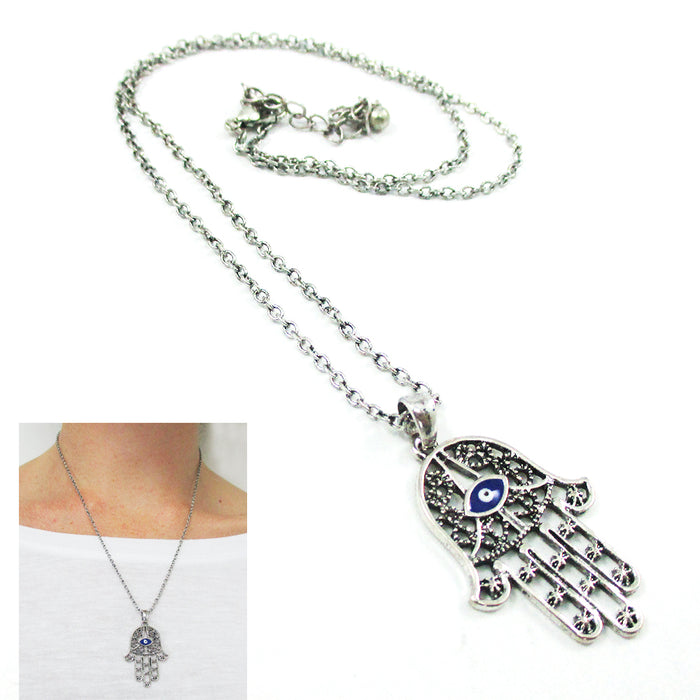 Hamsa Evil Eye Hand Charm Pendant Chain Necklace Fatima Good Luck Protection New