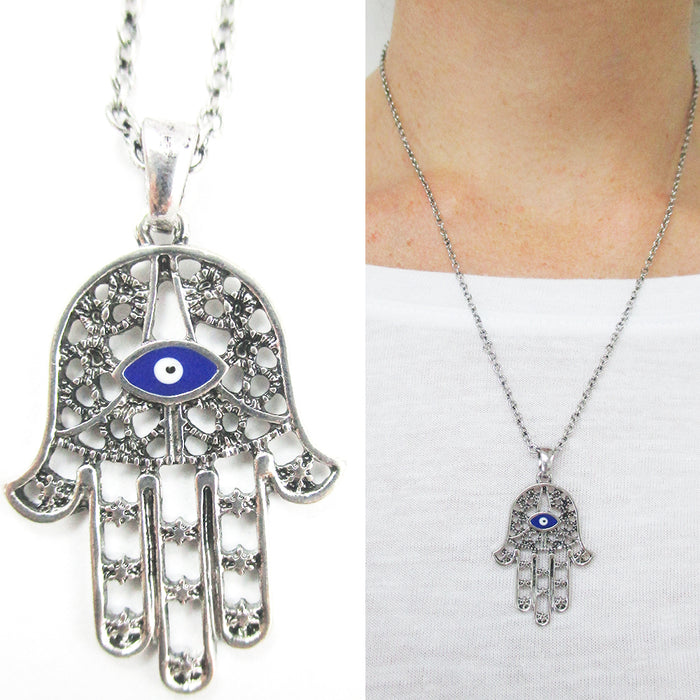 Hamsa Evil Eye Hand Charm Pendant Chain Necklace Fatima Good Luck Protection New