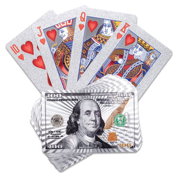 2 Decks Gold and Silver Foil Plated Poker Plastic Playing Cards Waterproof Gift