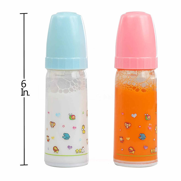 4 Pack New Born Baby Doll Magic Juice Orange Bottle Doll Feeding Girls Toy Large