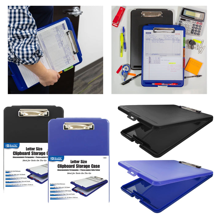 1 Clipboard Storage Case Document Holder Folder Low Profile Clip Letter Paper