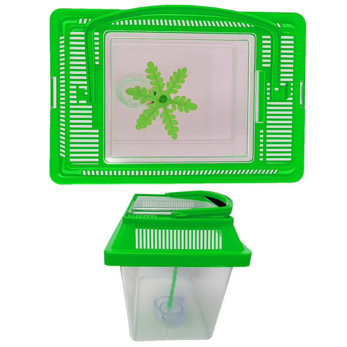 2 Small Aquarium Portable Fish Tank 0.3 Gal Container Plastic Bowl Critter Beach