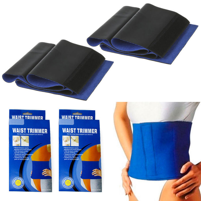 2 Sweat Waist Trimmer Wrap Slimming Belt Belly Fat Burn Trainer Body Womens Mens