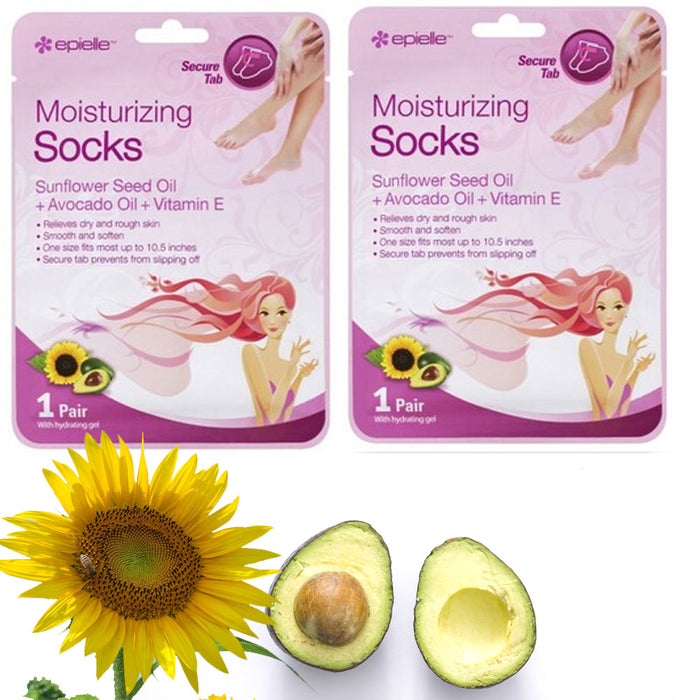2 Pair Moisturizing Socks Foot Spa Home Treatment Avocado Skin Moisture Dry Feet