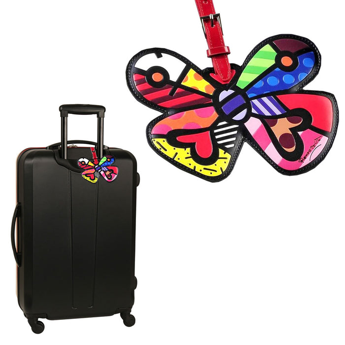 Romero Britto Luggage Tag Butterfly Heart Travel Bag ID Name Suitcase Baggage