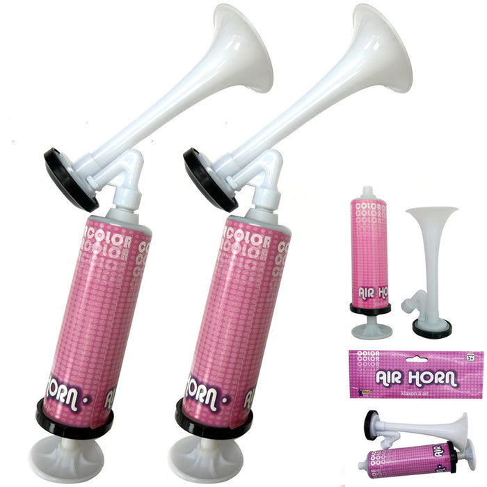 2 Loud Air Horn Mini Handheld Pump Air Noisemakers Kid Birthday Party Trump Pink