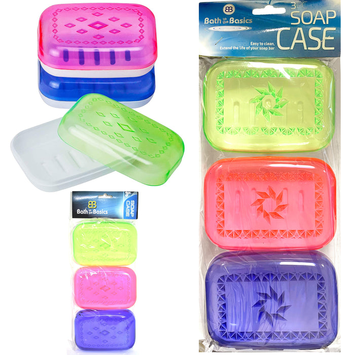 3PC Portable Travel Soap Dish Box Case Holder Container Home Bathroom Shower Bar