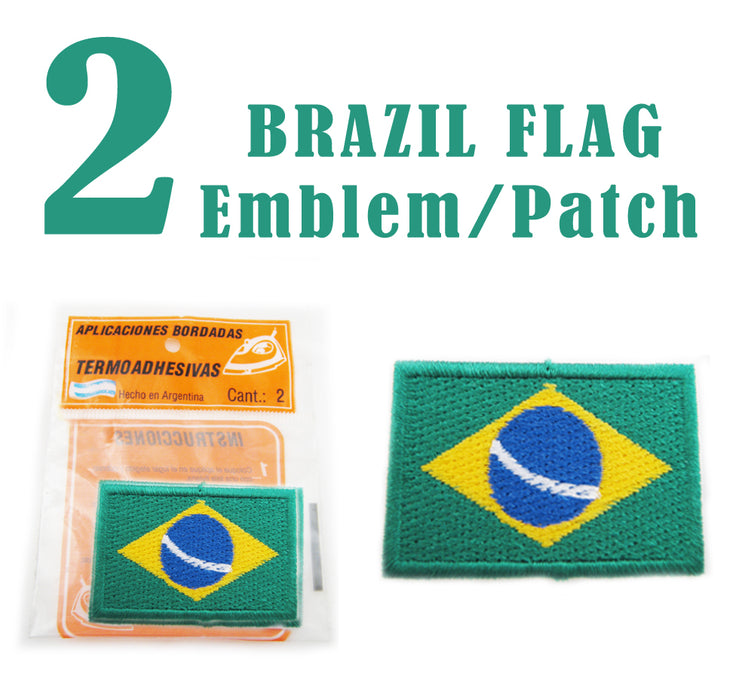 2 Brazil Flag Patches Embroidered Iron-On Patch Emblem Applique Badge Soccer New
