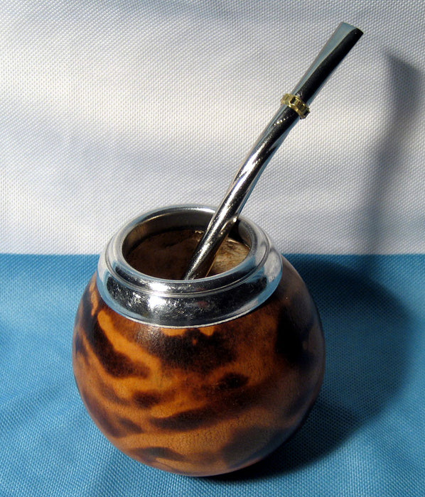 ARGENTINA MATE GOURD YERBA TEA WITH STRAW BOMBILLA SET DIET DRINK KIT NEW 0051
