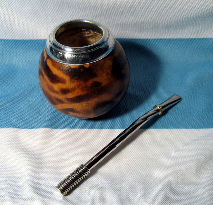 ARGENTINA MATE GOURD YERBA TEA WITH STRAW BOMBILLA SET DIET DRINK KIT NEW 0051
