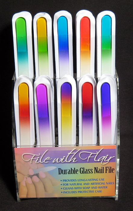 4PC Crystal Glass Nail Files w/ Case Manicure Nail Care Pedicure Fingernail File