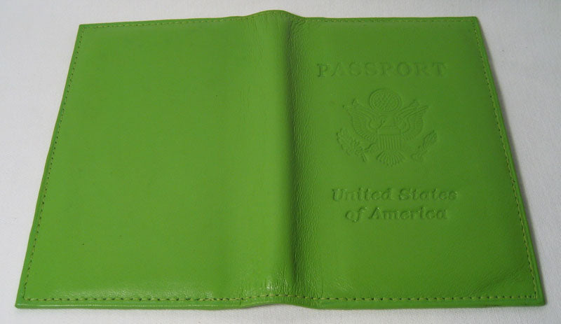 GENUINE GREEN LEATHER PASSPORT COVER HOLDER CASE WALLET