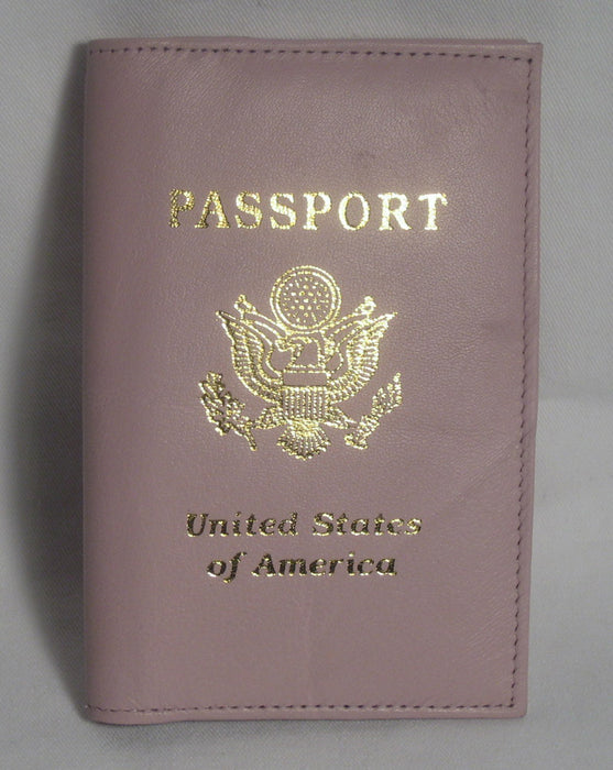 GENUINE PINK LEATHER PASSPORT COVER HOLDER WALLET CASE TRAVEL NEW US EMBLEM 1