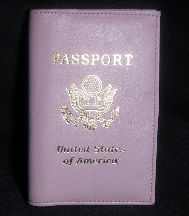 GENUINE PINK LEATHER PASSPORT COVER HOLDER WALLET CASE TRAVEL NEW US EMBLEM 1