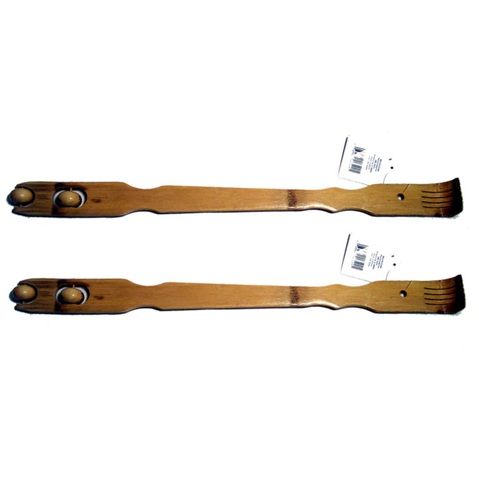 2 New Bamboo Back Scratcher Massager Wooden Body Stick Roller Backscratchers Set