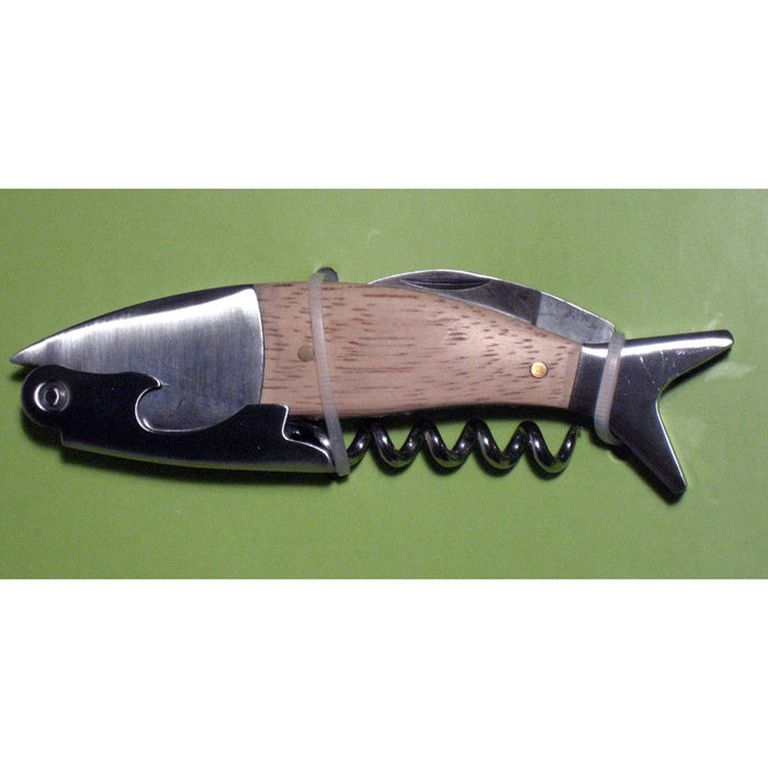 Kikkerland Corkscrew Fish Wine Opener Cork Screw Bottle Stainless Steel Waiters