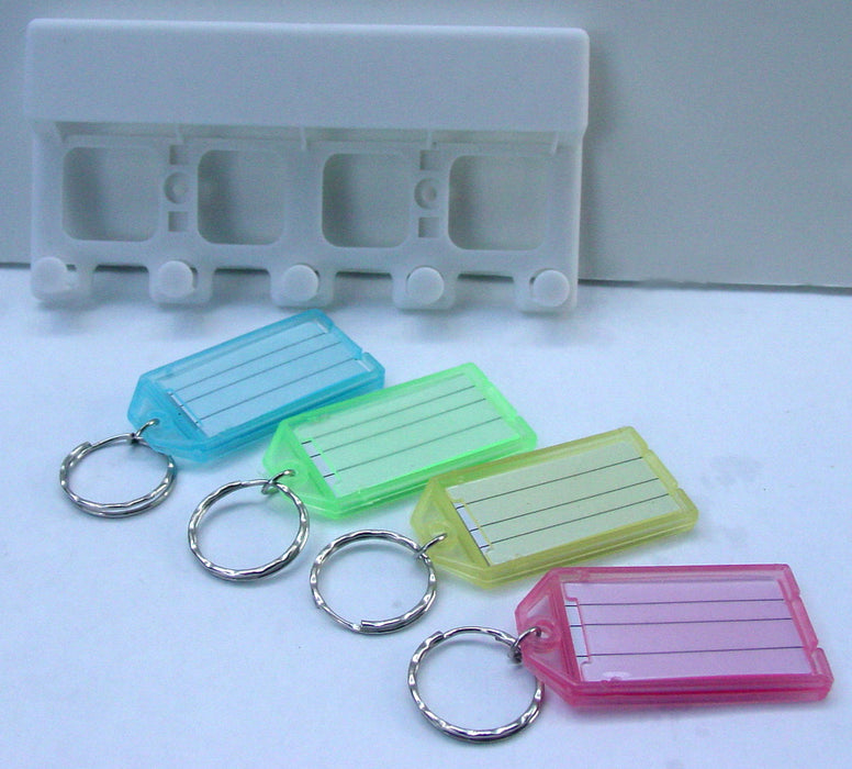 4 Pc Key Tag Rack Multi Key Chain Ring Organizer Insert Label Wall Mount Storage Home